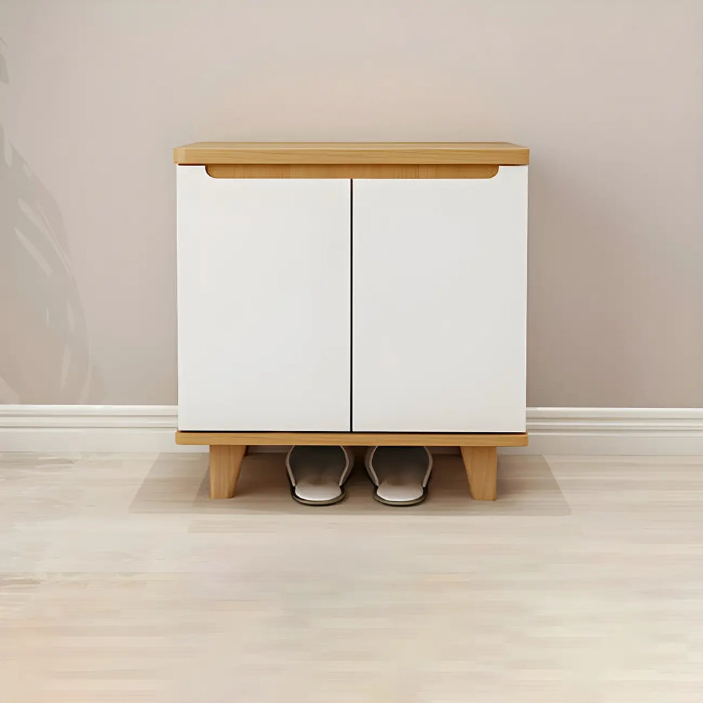 Armoire à chaussures d'entrée en bois massif blanc