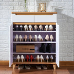 Armoire à chaussures d'entrée en bois massif blanc