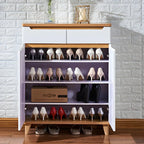 Armoire à chaussures d'entrée en bois massif blanc
