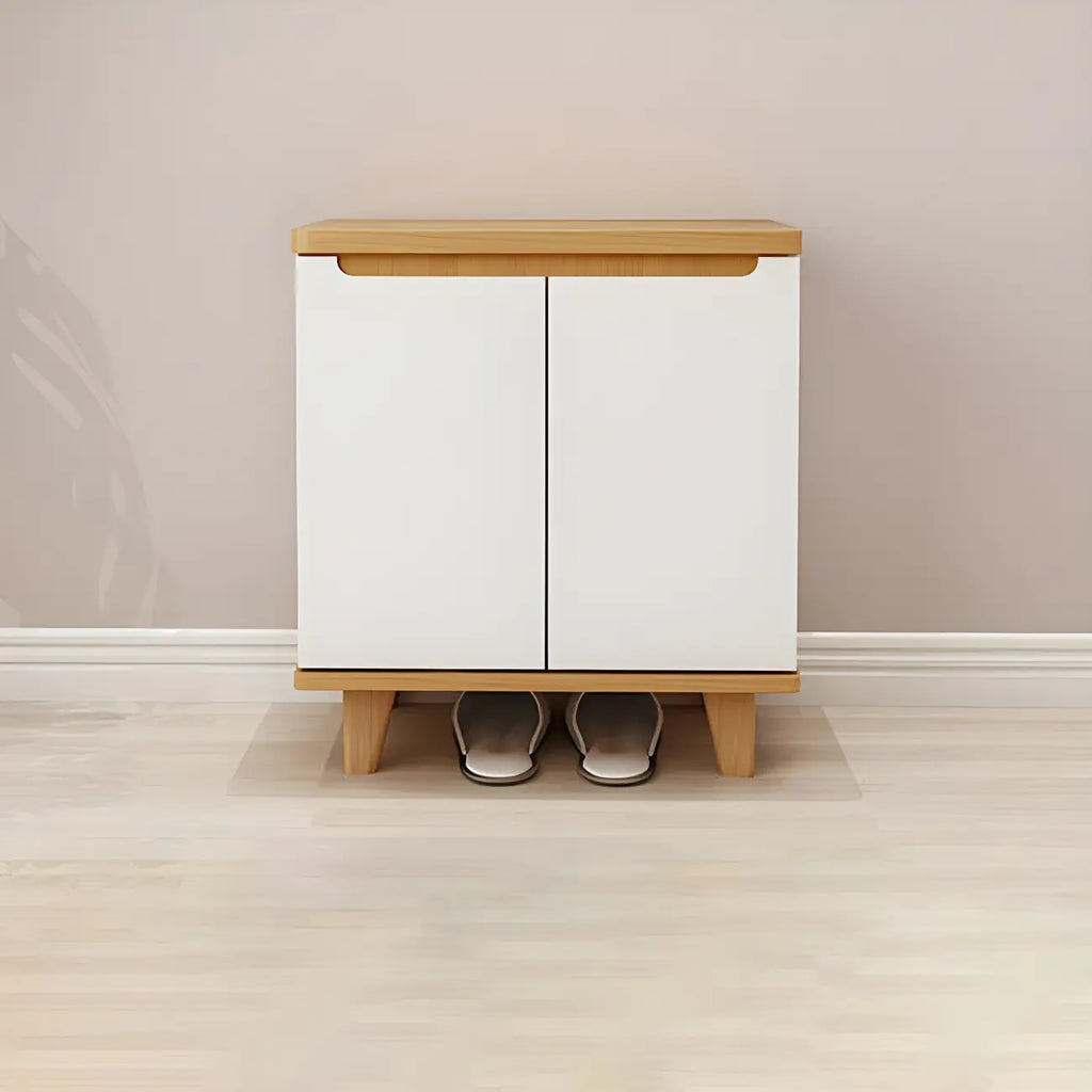 Armoire à chaussures d'entrée en bois massif blanc