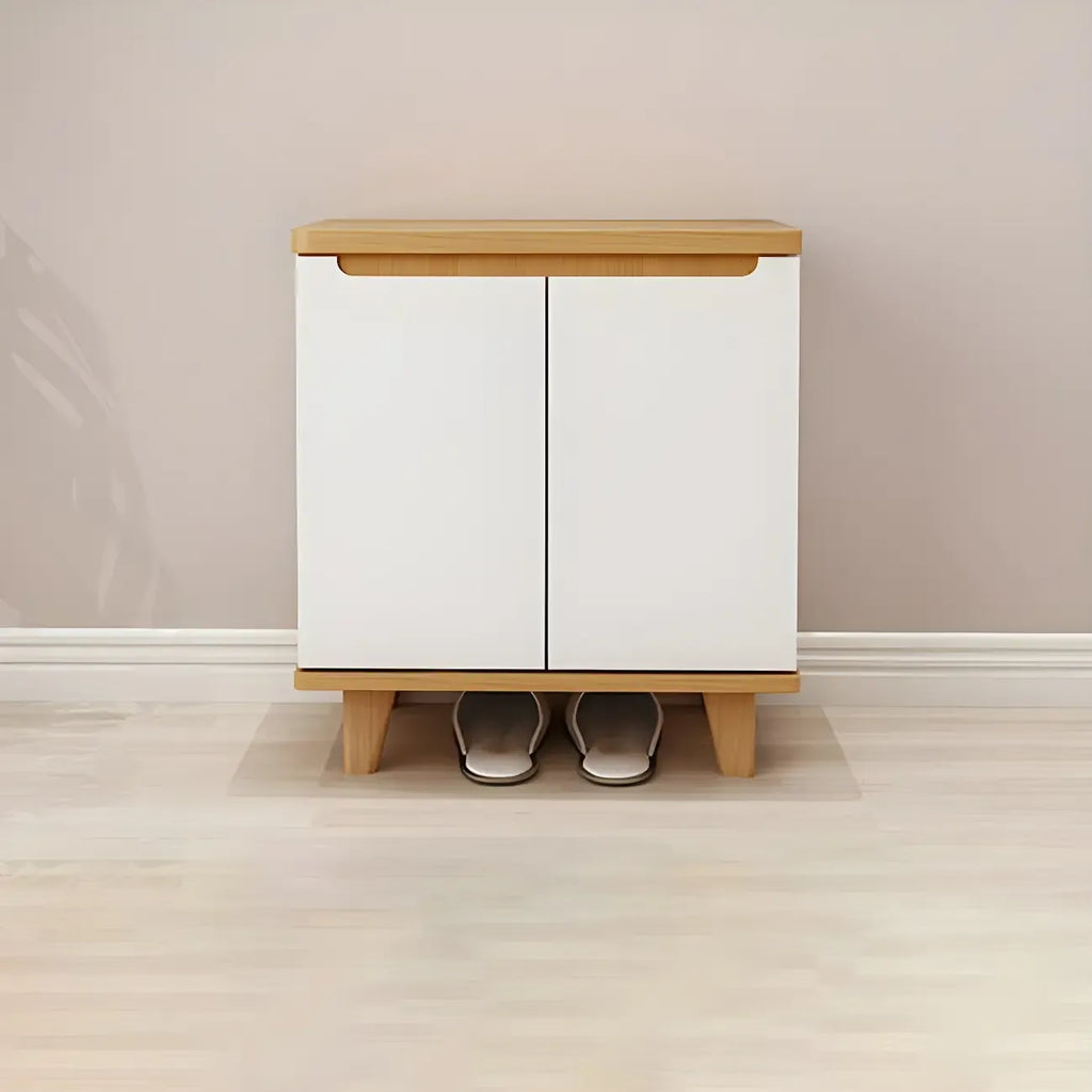Armoire à chaussures d'entrée en bois massif blanc