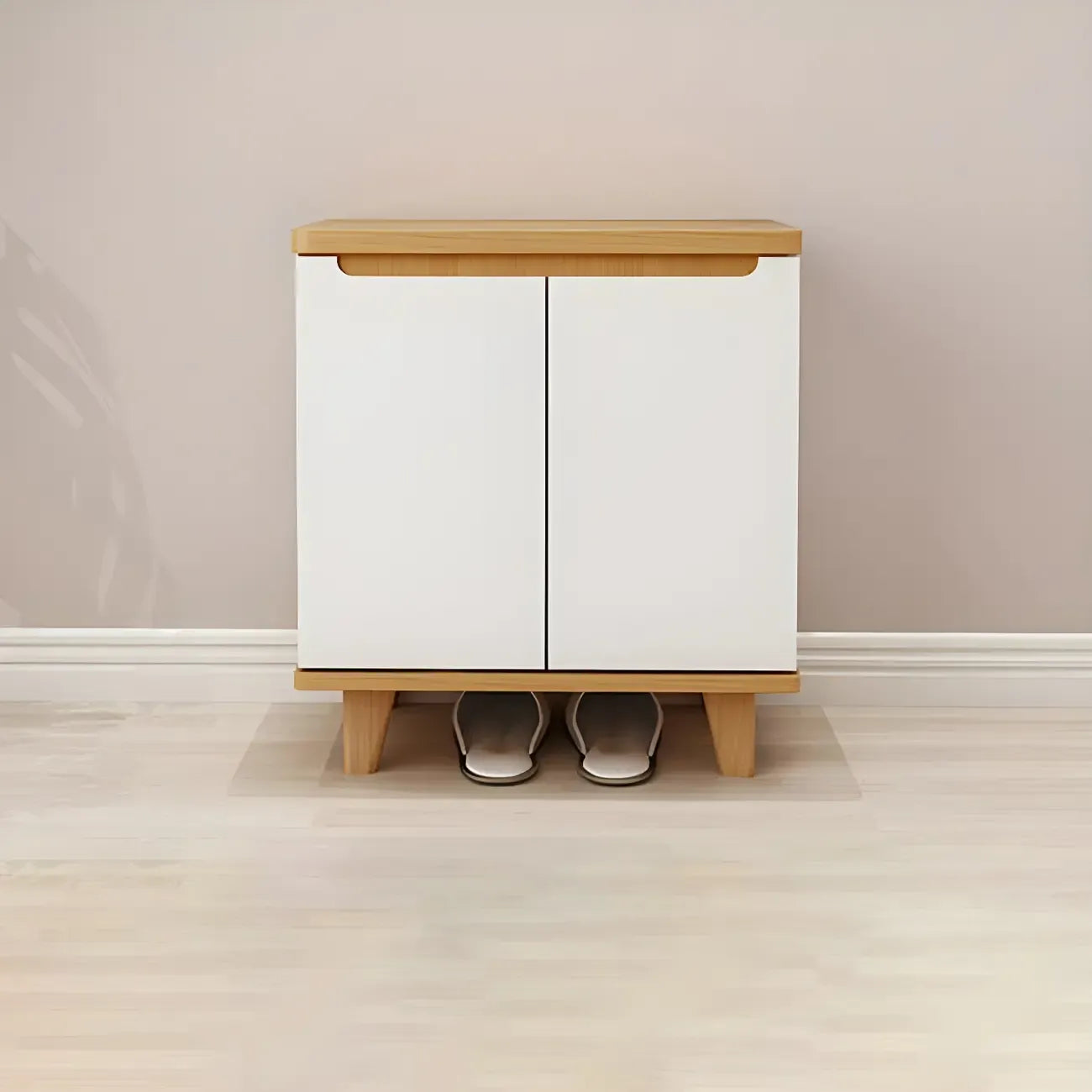 Armoire à chaussures d'entrée en bois massif blanc