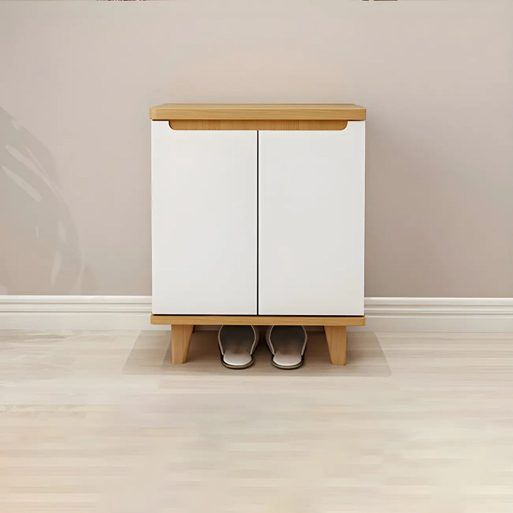 Armoire à chaussures d'entrée en bois massif blanc