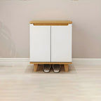 Armoire à chaussures d'entrée en bois massif blanc