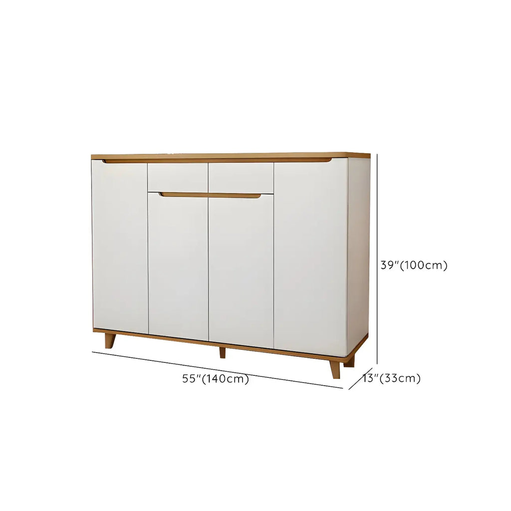 Armoire à chaussures d'entrée en bois massif blanc