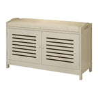 Banc à chaussures réglable en bois blanc avec porte respirante