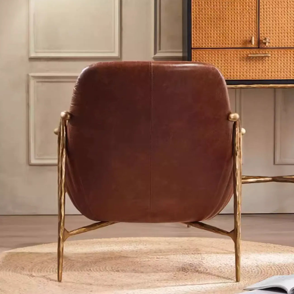 Fauteuil d'appoint moderne en cuir véritable du milieu du siècle
