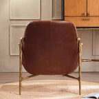 Fauteuil d'appoint moderne en cuir véritable du milieu du siècle