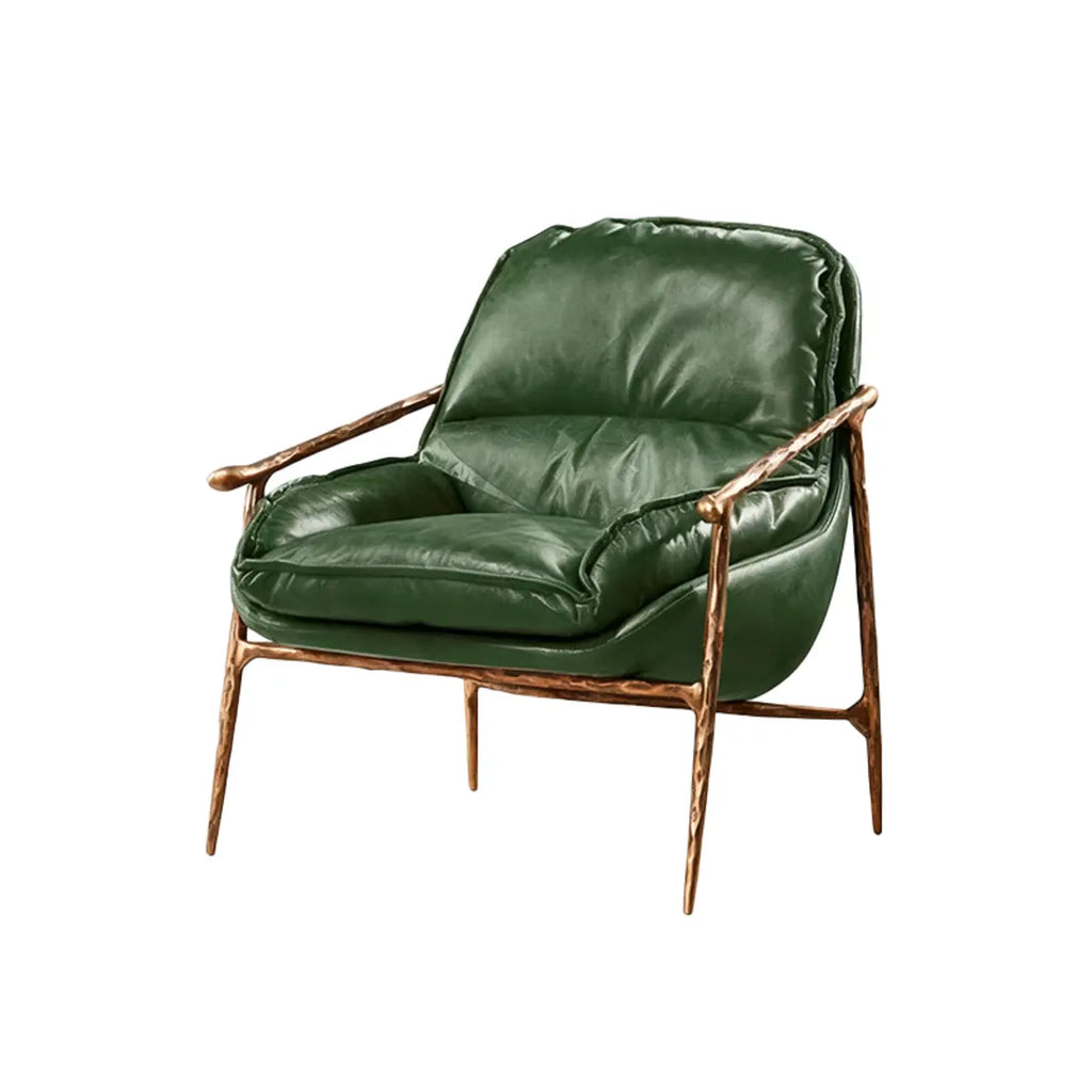 Fauteuil d'appoint moderne en cuir véritable du milieu du siècle