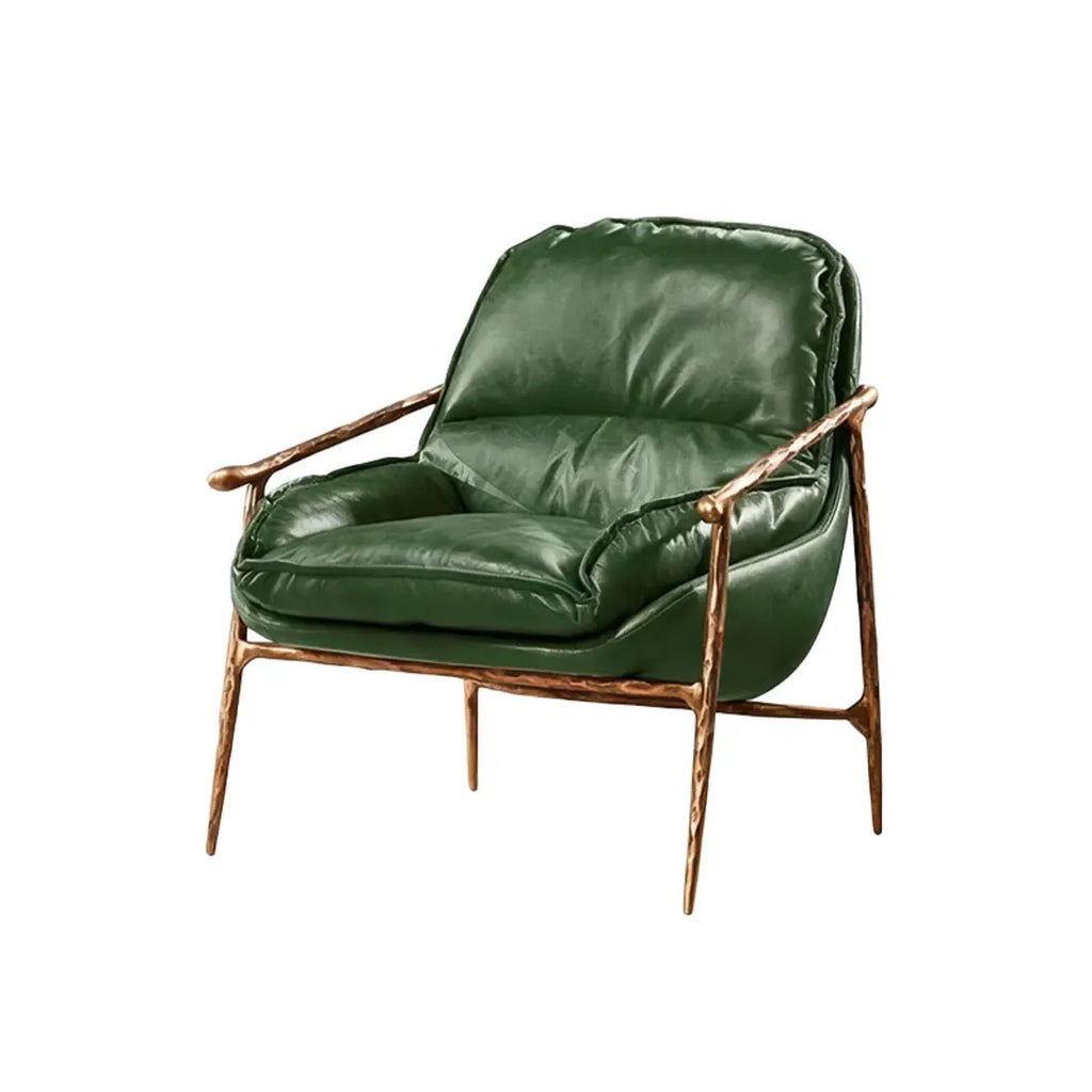Fauteuil d'appoint moderne en cuir véritable du milieu du siècle