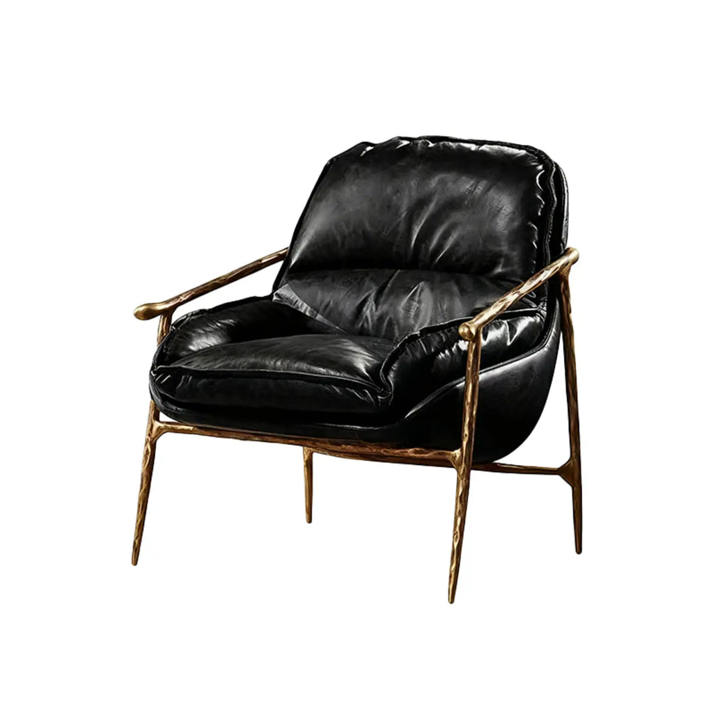Fauteuil d'appoint moderne en cuir véritable du milieu du siècle