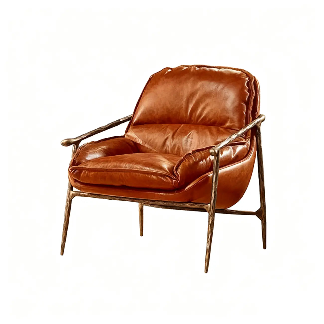 Fauteuil d'appoint moderne en cuir véritable du milieu du siècle