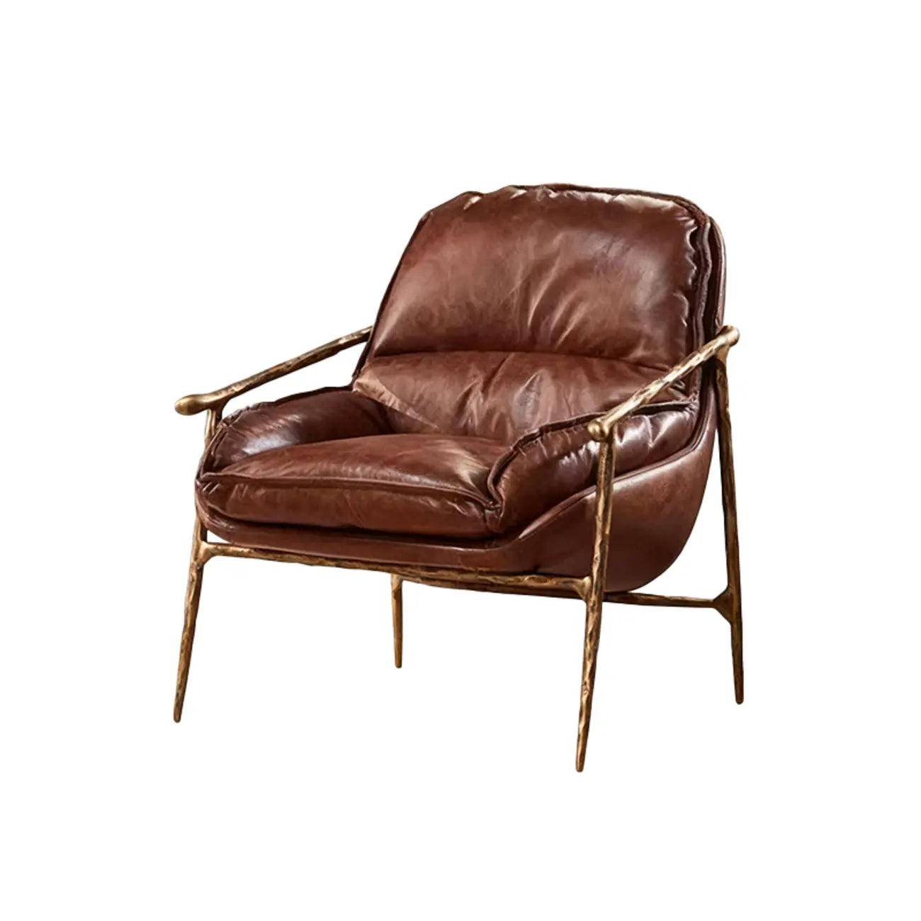 Fauteuil d'appoint moderne en cuir véritable du milieu du siècle