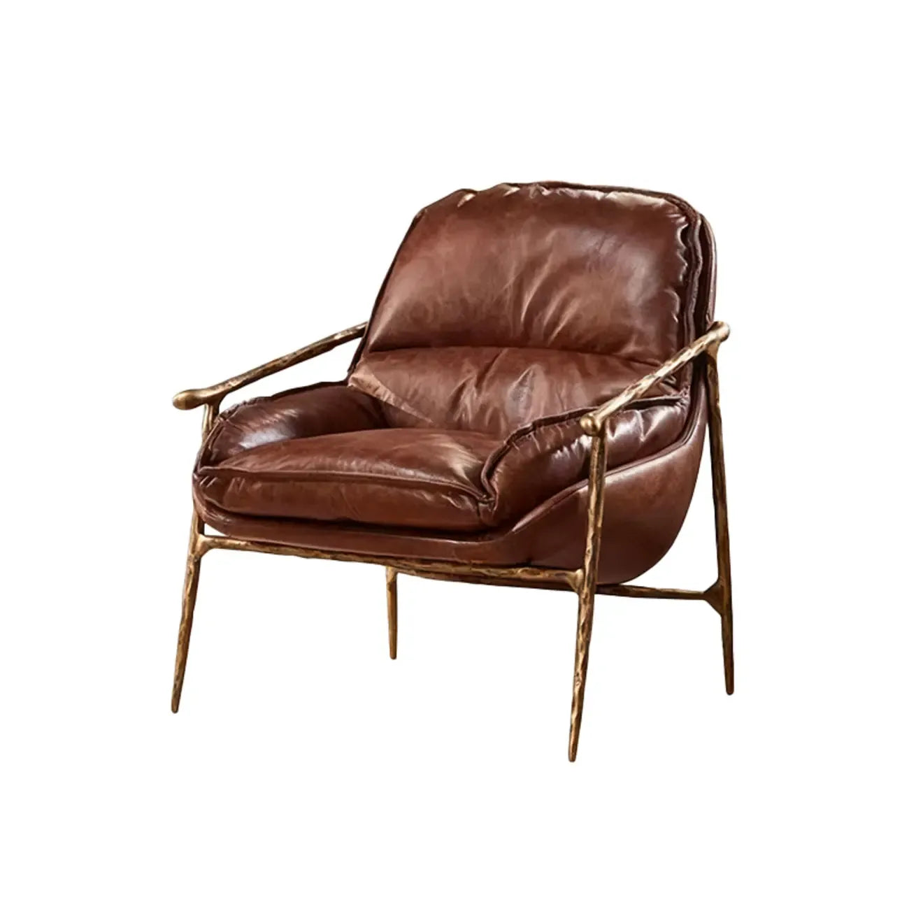 Fauteuil d'appoint moderne en cuir véritable du milieu du siècle