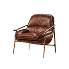 Fauteuil d'appoint moderne en cuir véritable du milieu du siècle