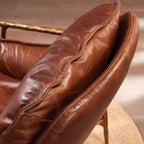 Fauteuil d'appoint moderne en cuir véritable du milieu du siècle