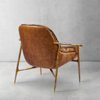 Fauteuil d'appoint moderne en cuir véritable du milieu du siècle