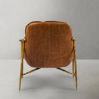 Fauteuil d'appoint moderne en cuir véritable du milieu du siècle