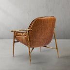 Fauteuil d'appoint moderne en cuir véritable du milieu du siècle