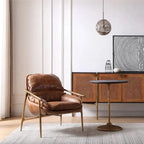 Fauteuil d'appoint moderne en cuir véritable du milieu du siècle
