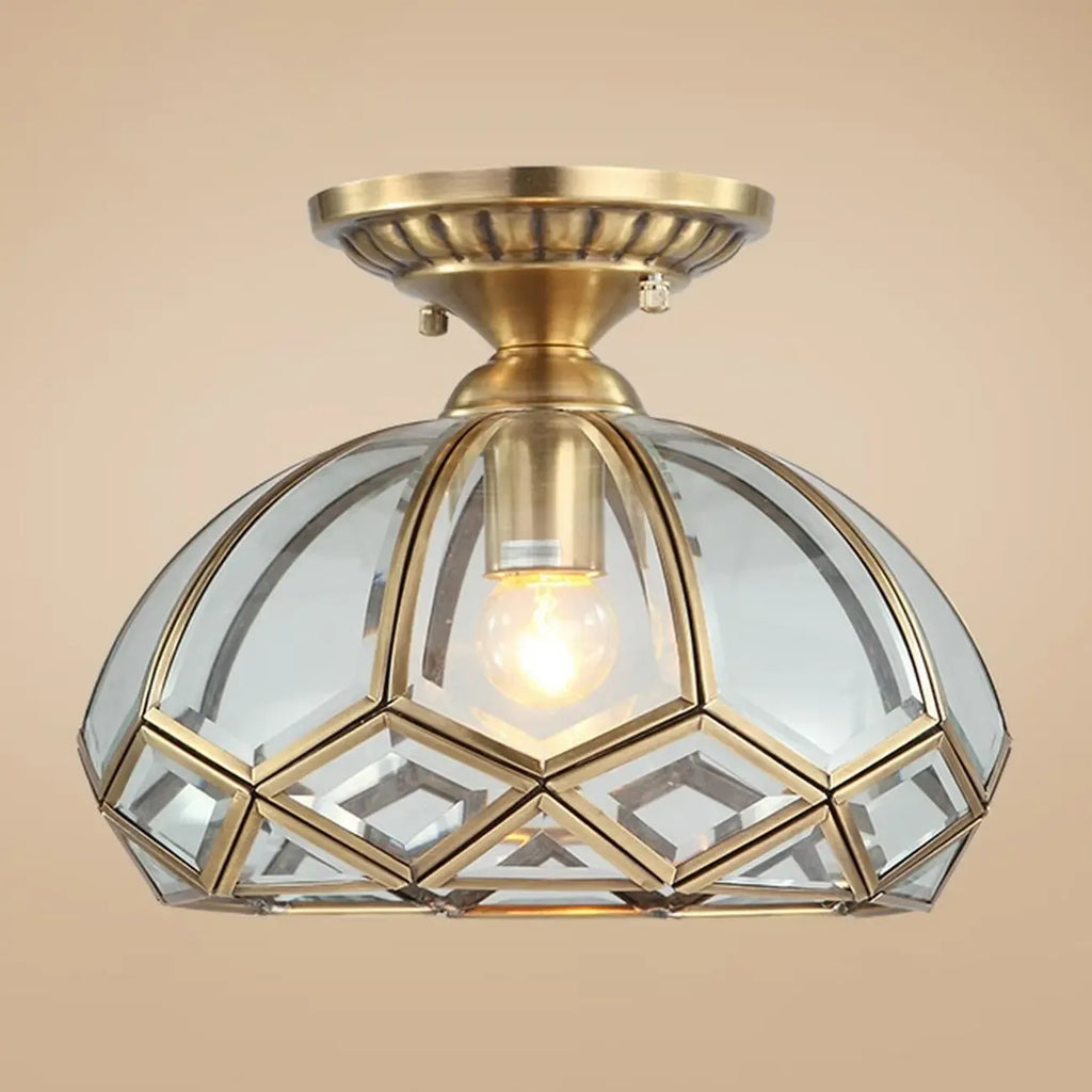 Plafonnier semi-encastré en verre de style colonial de 8,5 pouces pour salon