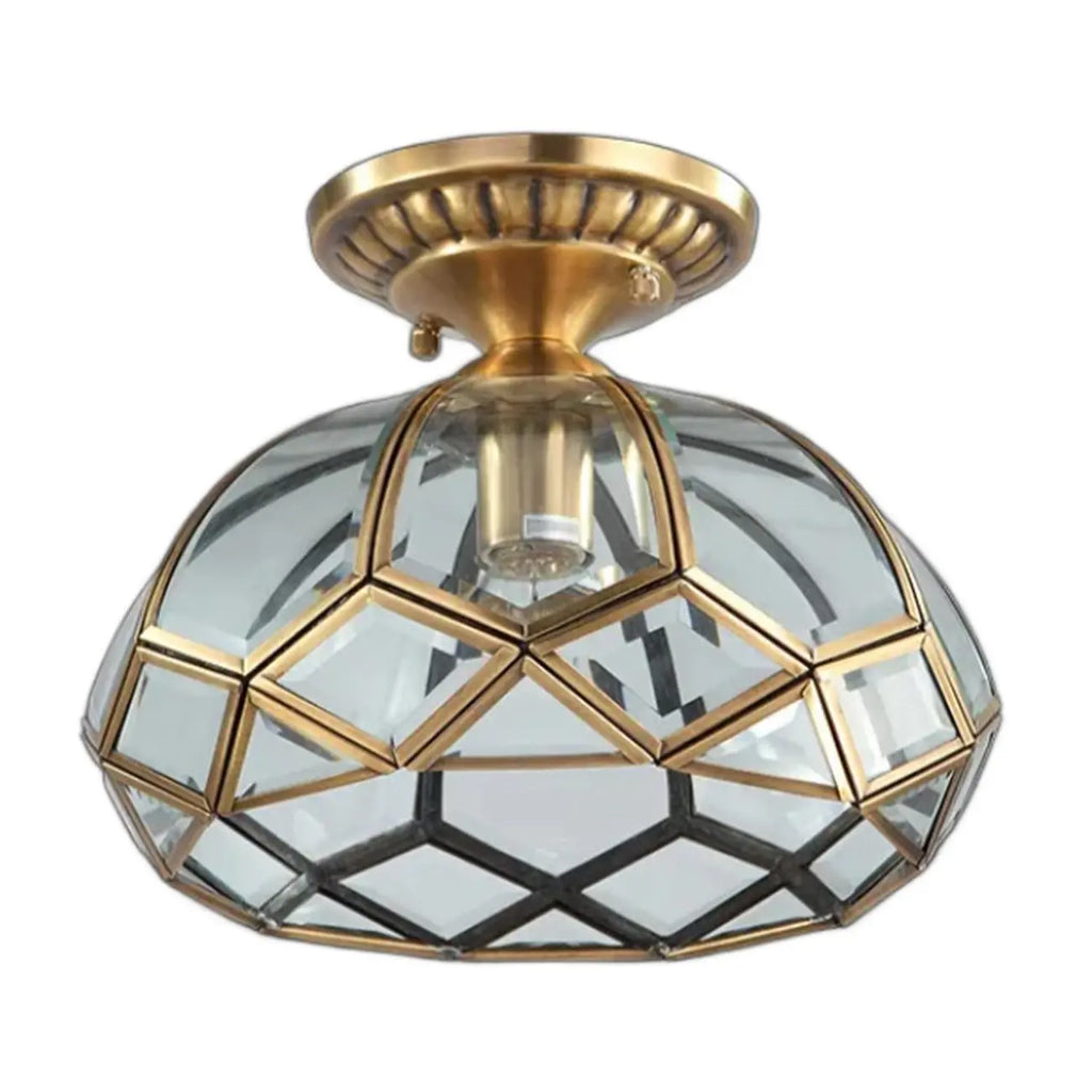 Plafonnier semi-encastré en verre de style colonial de 8,5 pouces pour salon