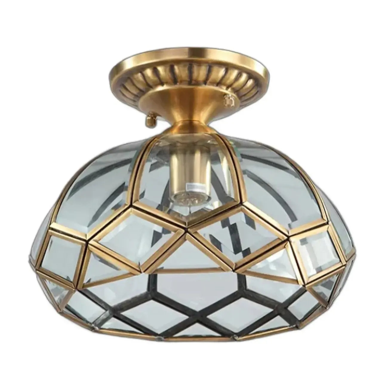 Plafonnier semi-encastré en verre de style colonial de 8,5 pouces pour salon