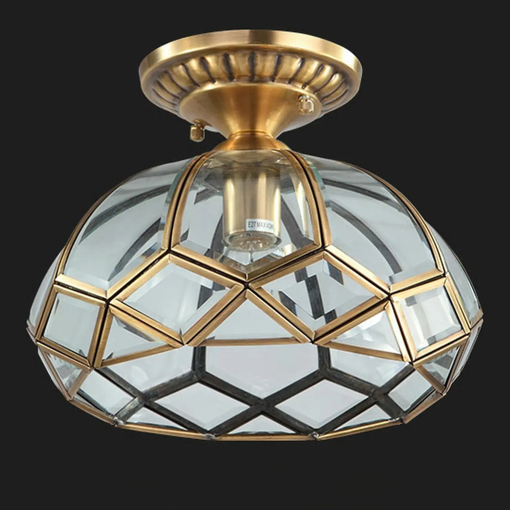 Plafonnier semi-encastré en verre de style colonial de 8,5 pouces pour salon