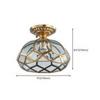 Plafonnier semi-encastré en verre de style colonial de 8,5 pouces pour salon