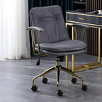 Fauteuil de bureau réglable en cuir capitonné avec base dorée