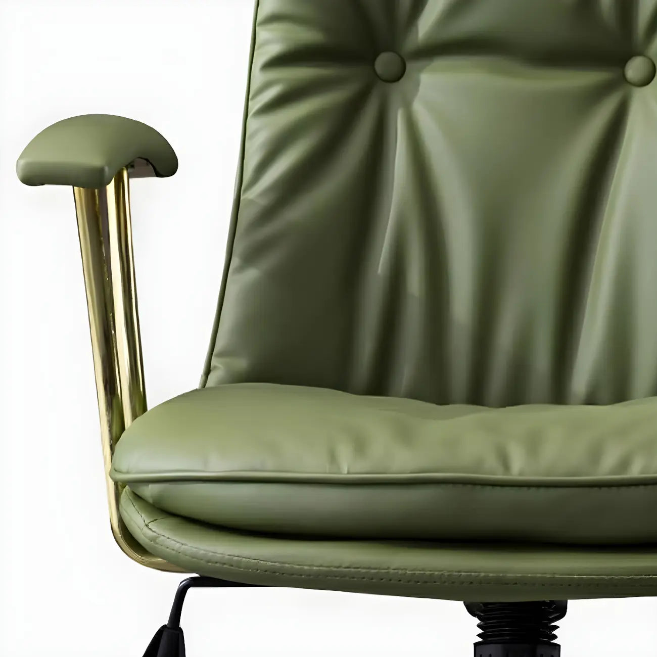 Fauteuil de bureau réglable en cuir capitonné avec base dorée