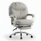Chaise de bureau élégante à roulettes en cuir blanc