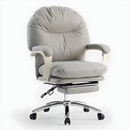 Chaise de bureau élégante à roulettes en cuir blanc