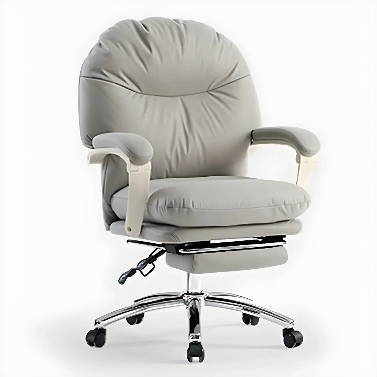 Chaise de bureau élégante à roulettes en cuir blanc
