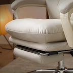 Chaise de bureau élégante à roulettes en cuir blanc