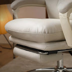 Chaise de bureau élégante à roulettes en cuir blanc