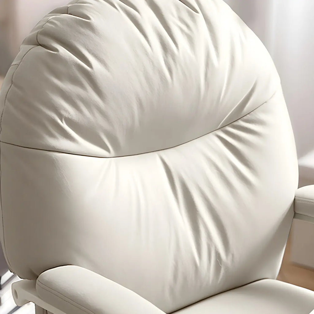 Chaise de bureau élégante à roulettes en cuir blanc