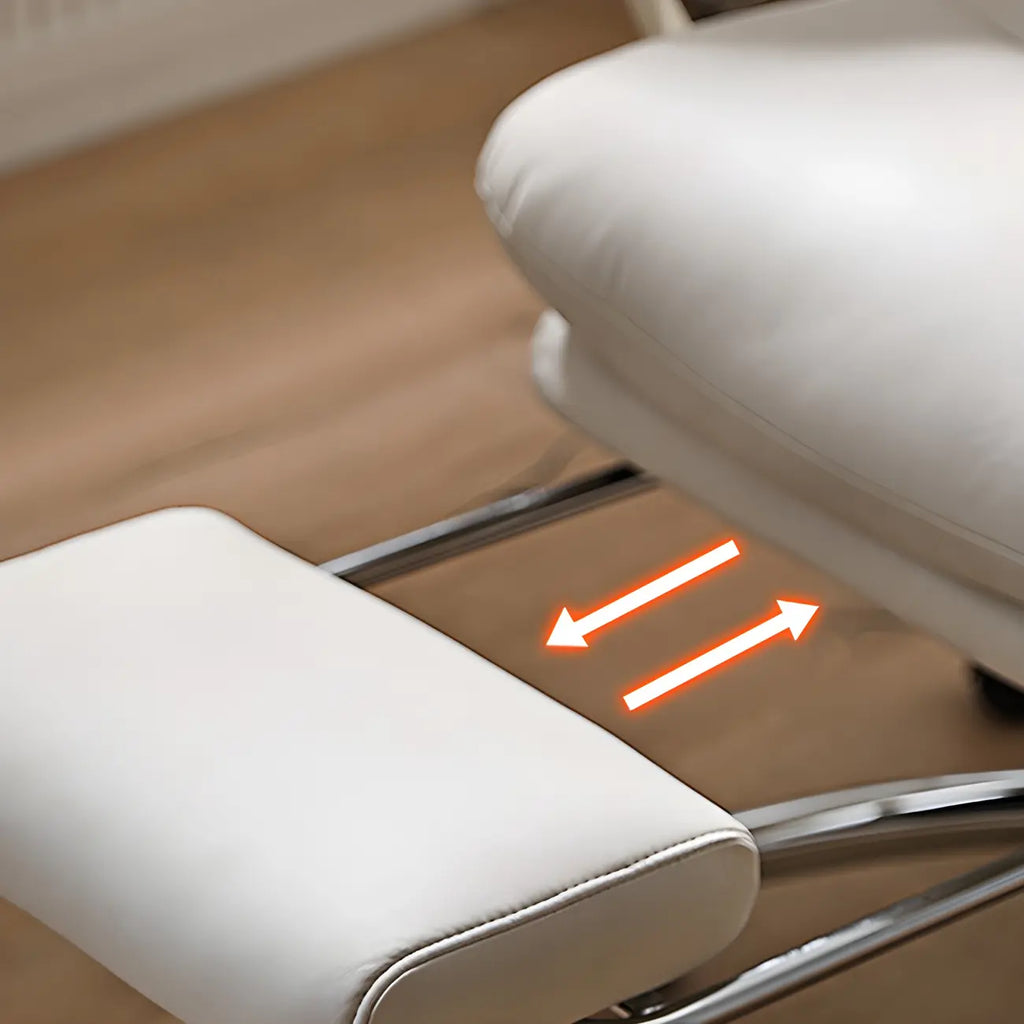 Chaise de bureau élégante à roulettes en cuir blanc
