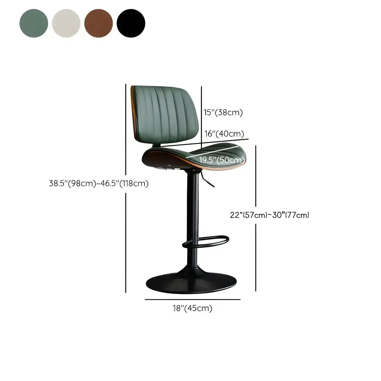 Tabourets de bar pivotants réglables modernes en similicuir