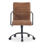 Chaise de bureau pivotante mi-haute en cuir véritable avec accoudoirs