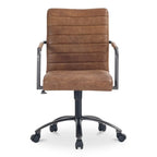 Chaise de bureau pivotante mi-haute en cuir véritable avec accoudoirs