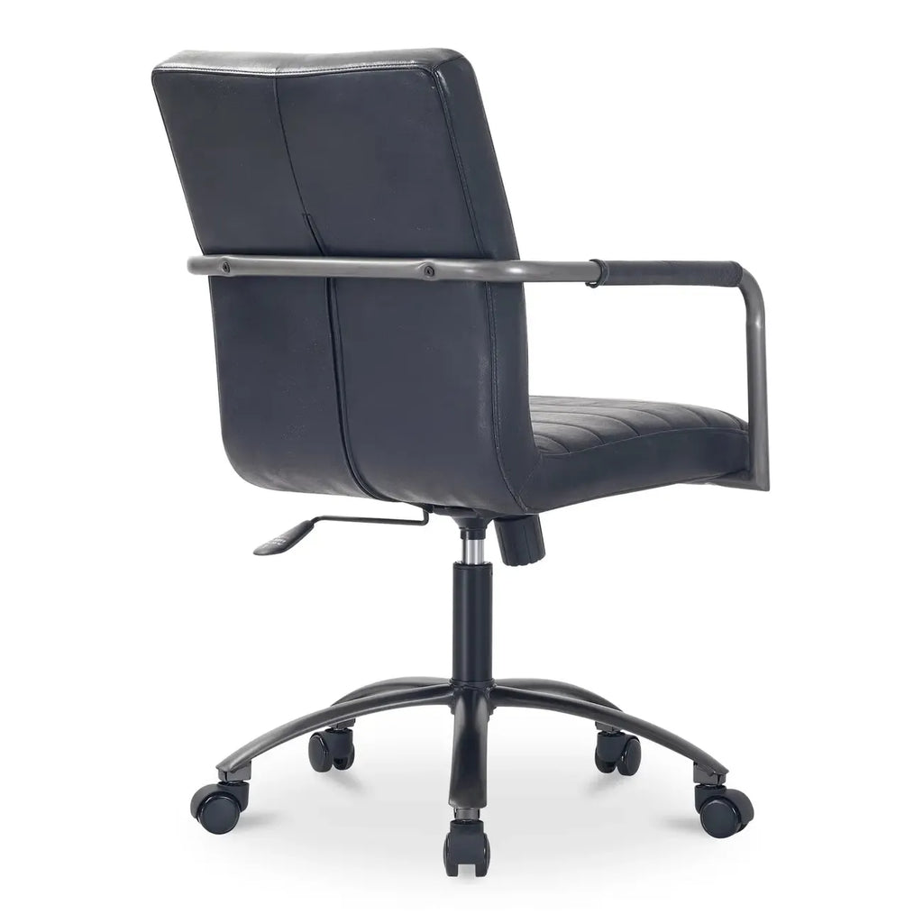 Chaise de bureau pivotante mi-haute en cuir véritable avec accoudoirs