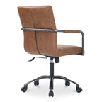 Chaise de bureau pivotante mi-haute en cuir véritable avec accoudoirs
