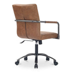 Chaise de bureau pivotante mi-haute en cuir véritable avec accoudoirs