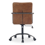 Chaise de bureau pivotante mi-haute en cuir véritable avec accoudoirs