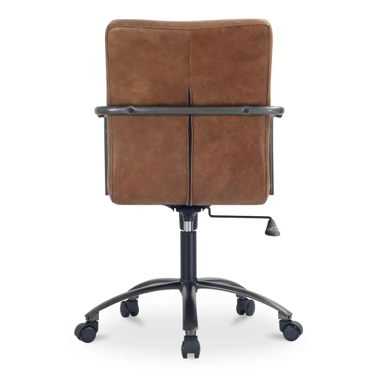 Chaise de bureau pivotante mi-haute en cuir véritable avec accoudoirs