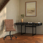Chaise de bureau pivotante mi-haute en cuir véritable avec accoudoirs
