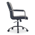 Chaise de bureau pivotante mi-haute en cuir véritable avec accoudoirs