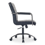 Chaise de bureau pivotante mi-haute en cuir véritable avec accoudoirs
