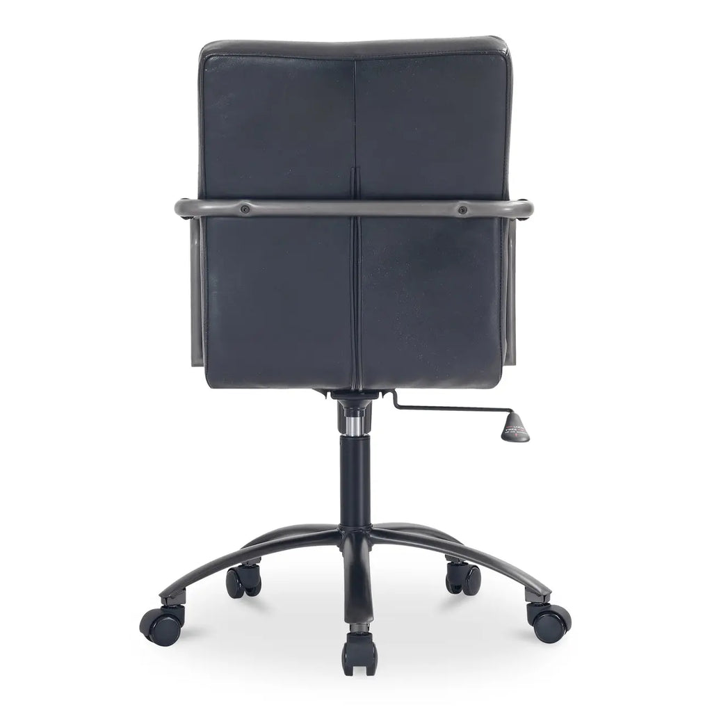 Chaise de bureau pivotante mi-haute en cuir véritable avec accoudoirs
